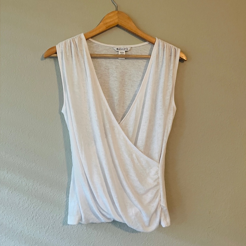 Athleta White Wrap Sleeveless Blouse XS